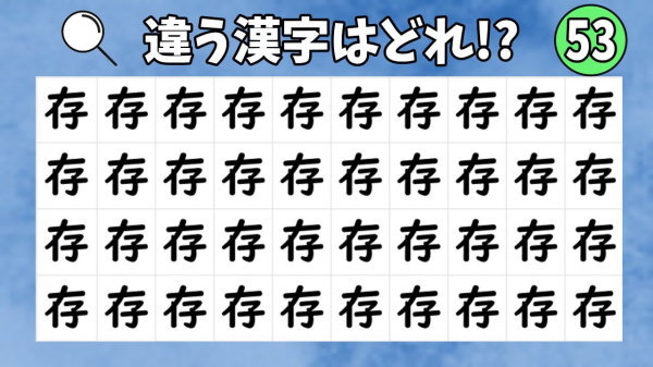 【漢字間違い探し】1つだけ似た漢字があります！時間内に探してください！#53
